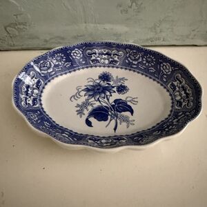 Spode Blue Room Oval Fluted Dish 6" Georgian Collection Soap Dish Catchall